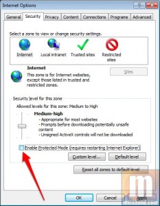 Disabling IE 8 Protected Mode