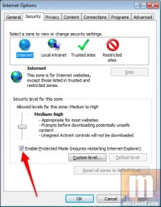 Enabling Protected Mode in IE