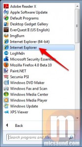 Start Menu showing which IE8 to select